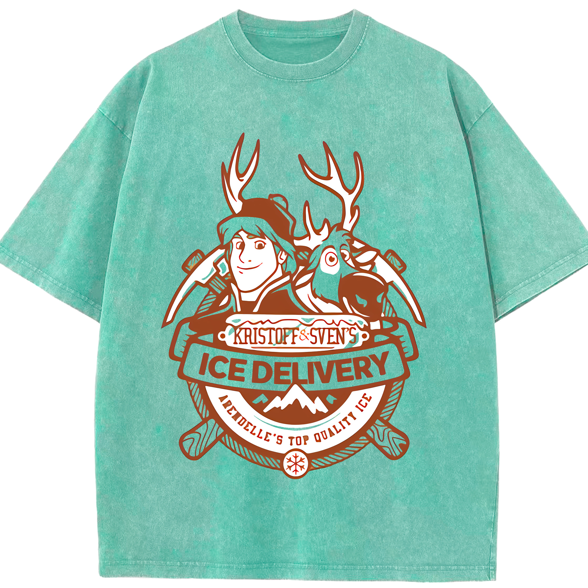（画像用） アナと雪の女王 アンナ エルサ Frozen Anna Elsa 綿100% ヴィンテージ風 半袖Tシャツ（フロントプリント）